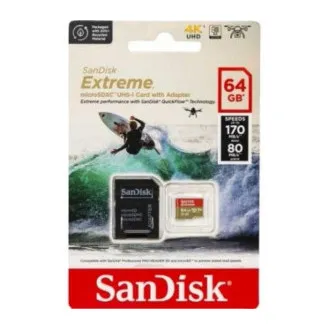 SanDisk micro SDXC kartica 64GB Extreme Action Cams and Drones (170 MB/s razred 10, UHS-I U3 V30) adapter SanDisk micro SDXC kartica 64GB Extreme Action Cams and Drones (170 MB/s razred 10, UHS-I U3 V30) adapter