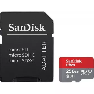 SanDisk MicroSDXC kartica 256 GB Ultra (150 MB/s, A1 Class 10 UHS-I)   adapter