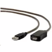 GEMBIRD USB 2.0 aktivni podaljšek, 10 m, črn