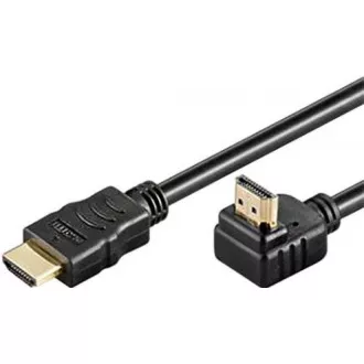 PremiumCord HDMI High Speed Ethernet kabel, pozlačen ukrivljen priključek 270° 1m