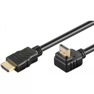 PremiumCord HDMI High Speed Ethernet kabel, pozlačen ukrivljen priključek 270° 1m