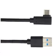 PREMIUMCORD Kabel USB tipa C/M z ukrivljenim priključkom 90° - USB 3.0 A/M, 3 m