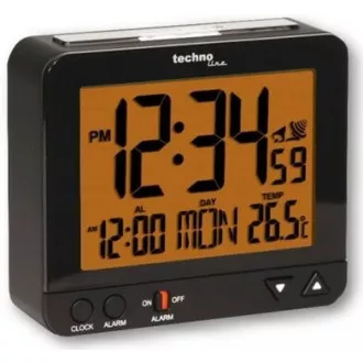 TechnoLine WT 195 - digitalna budilka črna s termometrom