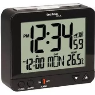 TechnoLine WT 195 - digitalna budilka črna s termometrom