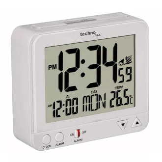 TechnoLine WT 195W - digitalna budilka bela s termometrom TechnoLine WT 195W - digitalna budilka bela s termometrom