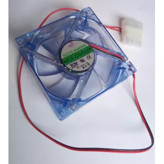 Ventilator EUROCASE 80mm, 12V/0, 17A, modro osvetljen (molex)