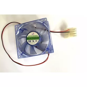 Ventilator EUROCASE 80mm, 12V/0, 17A, modro osvetljen (molex)