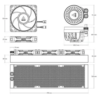 ARCTIC Liquid Freezer III 360 Pro vodni hladilnik, 3x120mm, AM5, LGA1851, črna