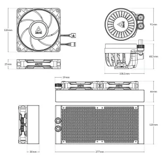ARCTIC vodni hladilnik Liquid Freezer III 240 Pro, 2x120mm, AM5, LGA1851, črna