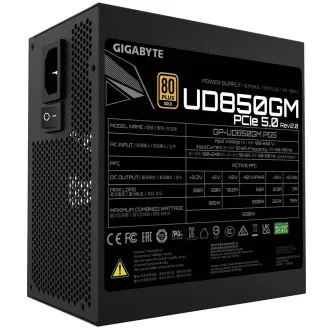 GIGABYTE napajalnik UD850GM PG5, 850W, 80  Gold, 120mm ventilator, črn