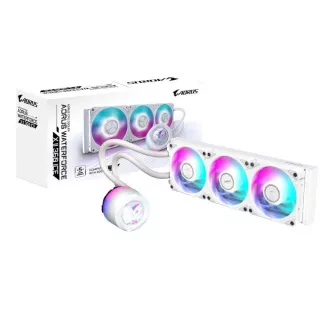 Vodni hladilnik GIGABYTE AORUS WATERFORCE X II 360I, 3x 120mm, ARGB, LCD zaslon, LGA1851, AM5, bela