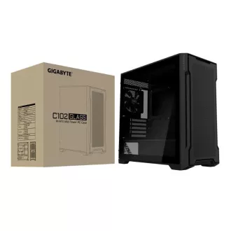 Ohišje GIGABYTE GB-C102G, Mid Tower, 2x USB3.0, prozorna stranska plošča, 2x 120mm ventilator, črno