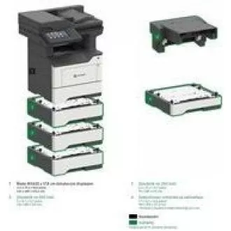 LEXMARK Večnamenski črno-beli tiskalnik MX622adhe, A4, 47 strani na minuto, 2048 MB, barvni zaslon LCD, obojestranski tisk, DADF, USB 2.0, LAN