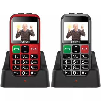 EVOLVEO EasyPhone EB, mobilni telefon za starejše s stojalom za polnjenje, rdeč
