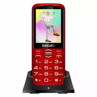 EVOLVEO EasyPhone XO, mobilni telefon za starejše s stojalom za polnjenje, rdeč