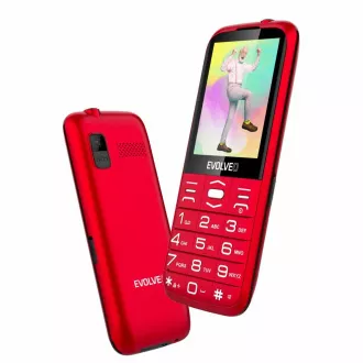 EVOLVEO EasyPhone XO, mobilni telefon za starejše s stojalom za polnjenje, rdeč