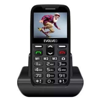 EVOLVEO EasyPhone XR, mobilni telefon za starejše s stojalom za polnjenje, črn