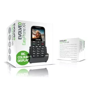 EVOLVEO EasyPhone XR, mobilni telefon za starejše s stojalom za polnjenje, črn