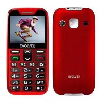 EVOLVEO EasyPhone XR, mobilni telefon za starejše s stojalom za polnjenje, rdeč
