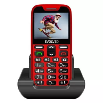EVOLVEO EasyPhone XR, mobilni telefon za starejše s stojalom za polnjenje, rdeč
