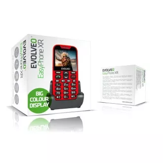 EVOLVEO EasyPhone XR, mobilni telefon za starejše s stojalom za polnjenje, rdeč