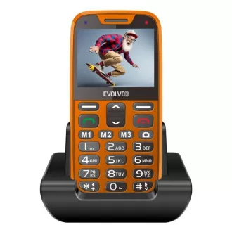 EVOLVEO EasyPhone XR, mobilni telefon za starejše s stojalom za polnjenje, oranžna
