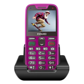 EVOLVEO EasyPhone XR, mobilni telefon za starejše s stojalom za polnjenje, roza