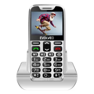EVOLVEO EasyPhone XR, mobilni telefon za starejše s stojalom za polnjenje, bel