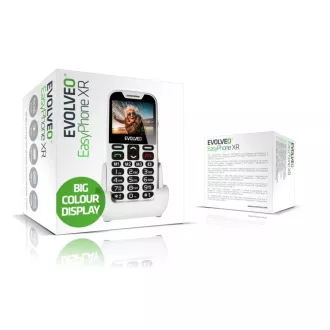 EVOLVEO EasyPhone XR, mobilni telefon za starejše s stojalom za polnjenje, bel
