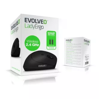 EVOLVEO LadyErgo, tiha vertikalna ergonomska miška, 2,4 GHz, črna EVOLVEO LadyErgo, tiha vertikalna ergonomska miška, 2,4 GHz, črna