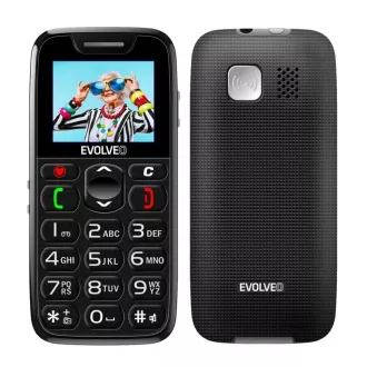 EVOLVEO EasyPhone, mobilni telefon za starejše s stojalom za polnjenje, črn
