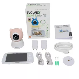 EVOLVEO Baby Monitor N5, komplet za video nadzor otroka s 360° spremljanjem, dvosmerno komunikacijo in uspavankami, roza EVOLVEO Baby Monitor N5, komplet za video nadzor otroka s 360° spremljanjem, dvosmerno komunikacijo in uspavankami, roza