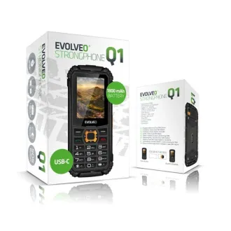 EVOLVEO StrongPhone Q1, vodoodporen vzdržljiv telefon z dvema karticama SIM, črne in oranžne barve - Razpakirano