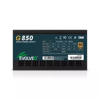 EVOLVEO G850 napajalnik 850W, 80  GOLD, ATX 3.1, aPFC, 140 mm ventilator