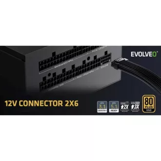 EVOLVEO G850 napajalnik 850W, 80  GOLD, ATX 3.1, aPFC, 140 mm ventilator