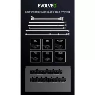 EVOLVEO G850 napajalnik 850W, 80  GOLD, ATX 3.1, aPFC, 140 mm ventilator