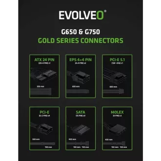 EVOLVEO G850 napajalnik 850W, 80  GOLD, ATX 3.1, aPFC, 140 mm ventilator