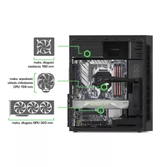 SilentiumPC MidT Armis AR1 Pure Black / čitalnik SD / 2x USB 3.0 / 1x 80mm ventilator / črna SilentiumPC MidT Armis AR1 Pure Black / čitalnik SD / 2x USB 3.0 / 1x 80mm ventilator / črna