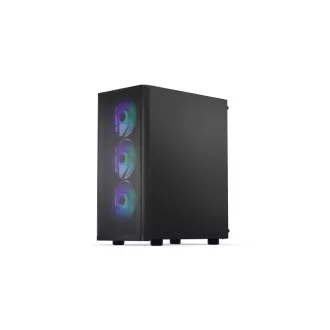 ENDORFY Ohišje Ventum 200 ARGB, Prozorna stranska plošča, ATX, 4x120mm ARGB ventilator, črno