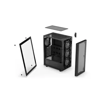 ENDORFY Ohišje Ventum 200 ARGB, Prozorna stranska plošča, ATX, 4x120mm ARGB ventilator, črno