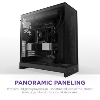 NZXT ohišje H9 Flow dvokomorni ATX / 4x140mm ventilator / do 10xfan / perforiran vrh / steklo. stranske plošče, sprednja stran / črna NZXT ohišje H9 Flow dvokomorni ATX / 4x140mm ventilator / do 10xfan / perforiran vrh / steklo. stranske plošče, sprednja stran / črna