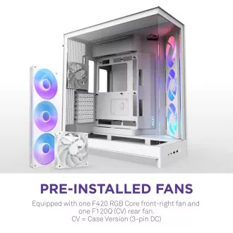 NZXT H9 Flow ARGB dvokomorni ATX / 3xRGB 140mm / 1x 120mm ventilator / steklo / bela