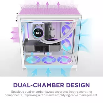 NZXT H9 Flow ARGB dvokomorni ATX / 3xRGB 140mm / 1x 120mm ventilator / steklo / bela