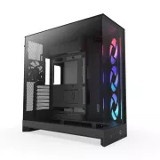 NZXT H9 Flow RGB dvokomorni ATX / 1x140 RGB mm / 1x 120mm RGB ventilator / steklo / črna