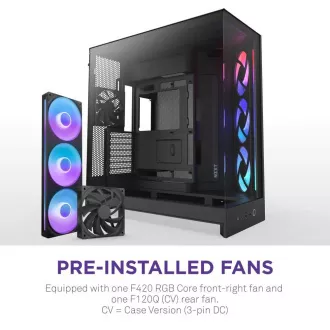 NZXT H9 Flow RGB dvokomorni ATX / 1x140 RGB mm / 1x 120mm RGB ventilator / steklo / črna