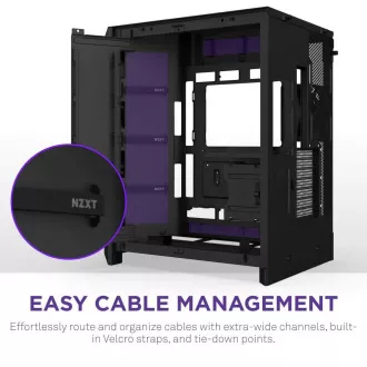 NZXT H9 Flow RGB dvokomorni ATX / 1x140 RGB mm / 1x 120mm RGB ventilator / steklo / črna