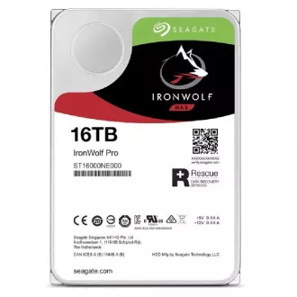 SEAGATE HDD 16TB IRONWOLF PRO (NAS), 3,5", SATAIII, 7200 vrtljajev na minuto, 256 MB predpomnilnika