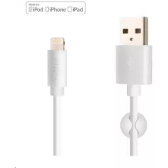 Kabel za prenos podatkov in polnjenje FIXED, USB-A -> Lightning (MFI), 20 W, dolžina 1 m, bel
