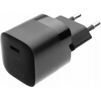 FIXED Mini omrežni polnilnik, priključek USB-C. podpora PD, 20 W, črn