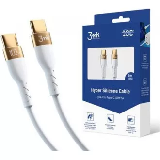 3mk podatkovni kabel - Hiper silikonski kabel C do C 2m 100W, bel 3mk podatkovni kabel - Hiper silikonski kabel C do C 2m 100W, bel
